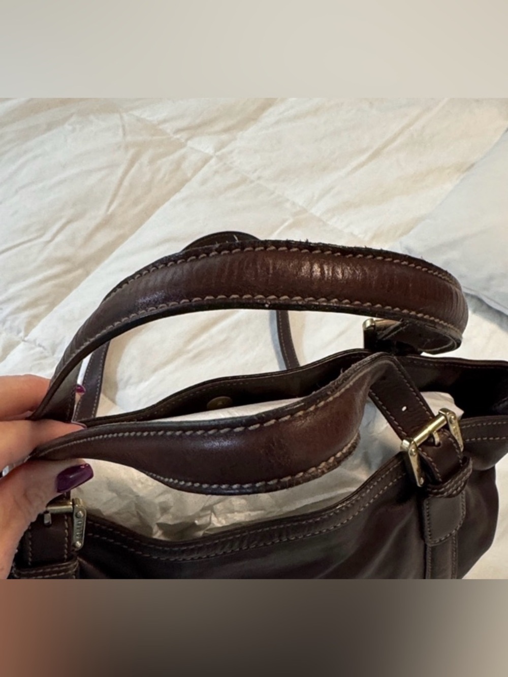 Gucci Dark Brown Leather shoulder bag with Green-Red Web and Gold GG - Picture 4 of 11